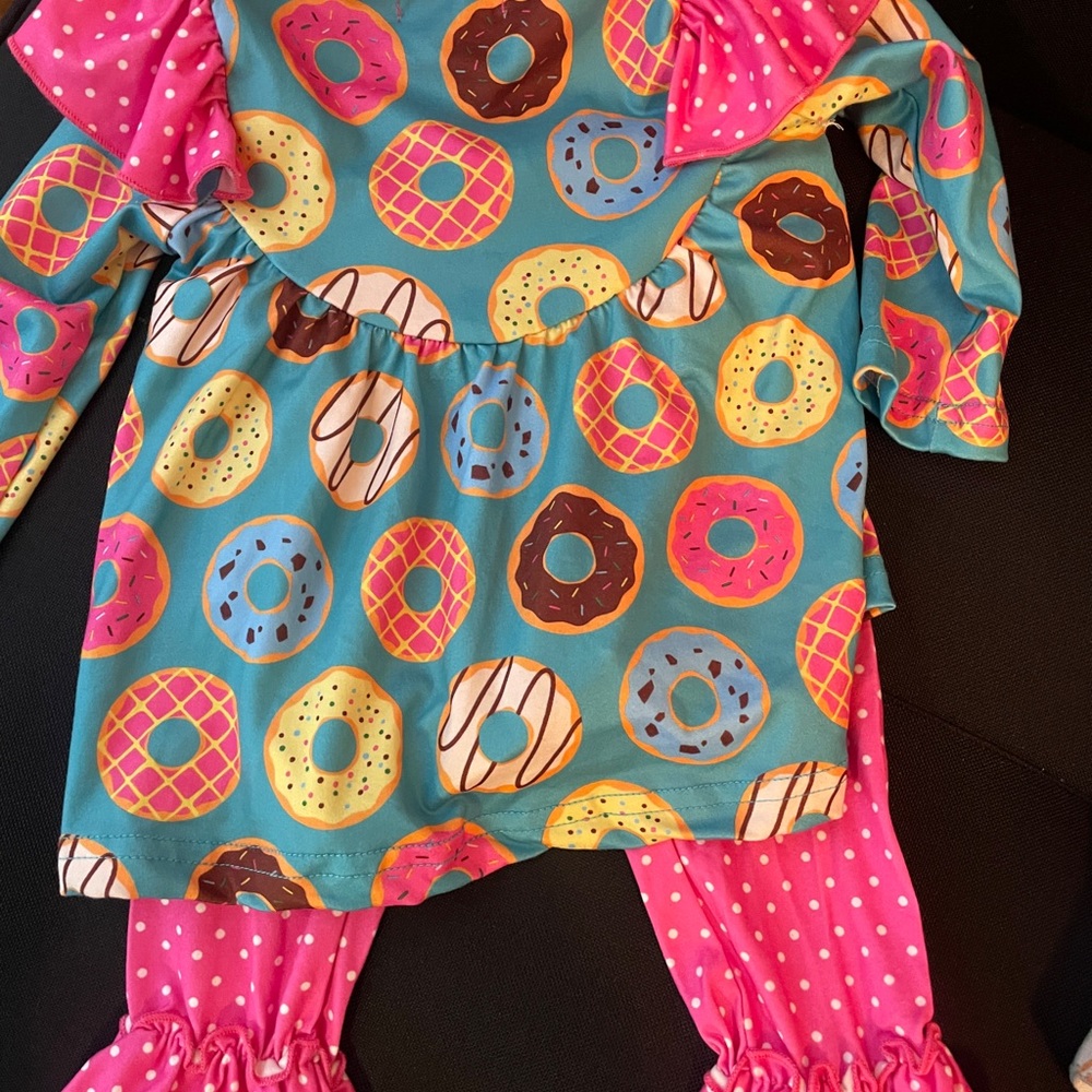 Colorful Donut Print Kids Matching Set